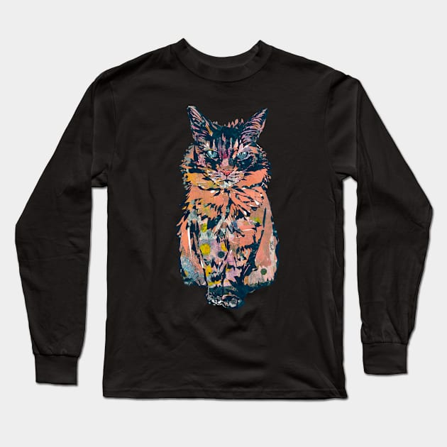 Navy Coral Polka Dot Kitty Cat Long Sleeve T-Shirt by Gina's Pet Store